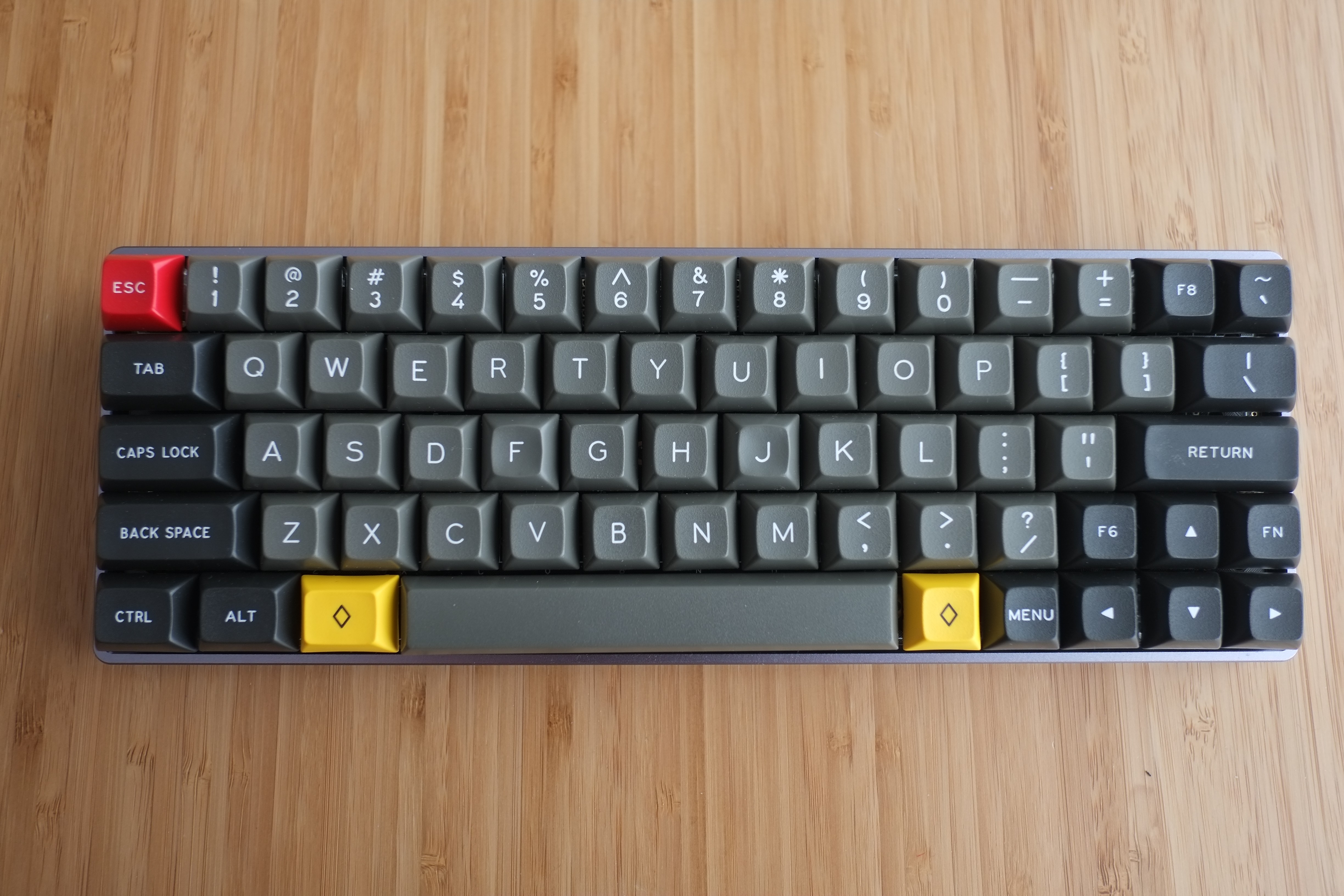 Top View of XD60 Keyboard, with DSA Dolch keycaps